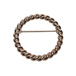 Silver Tone Metal Twisted Metal Round Circle Brooch Pin - 1.25 Inches